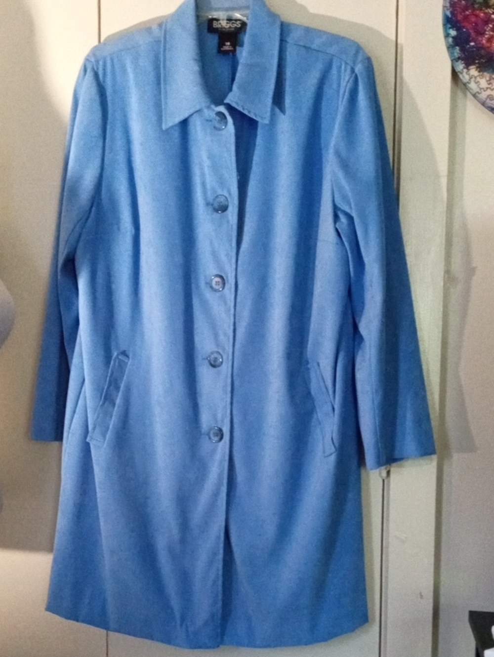 Briggs New York Single-Breasted Trench Coat Corn Flower Blue Soft Size 16/XL